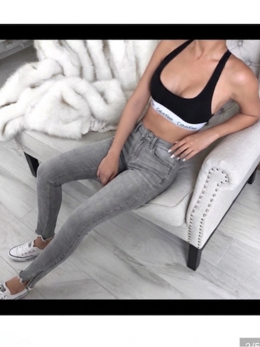 ekattire Grey High-Rise Skinny Jeans